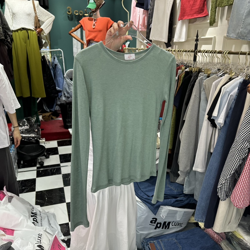 3COLOR韓國直郵實拍女裝新品26春夏長袖T恤不含內搭Three color長袖T恤圖色3