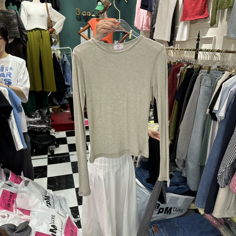 3COLOR韓國直郵實拍女裝新品26春夏長袖T恤不含內搭Three color長袖T恤圖色4