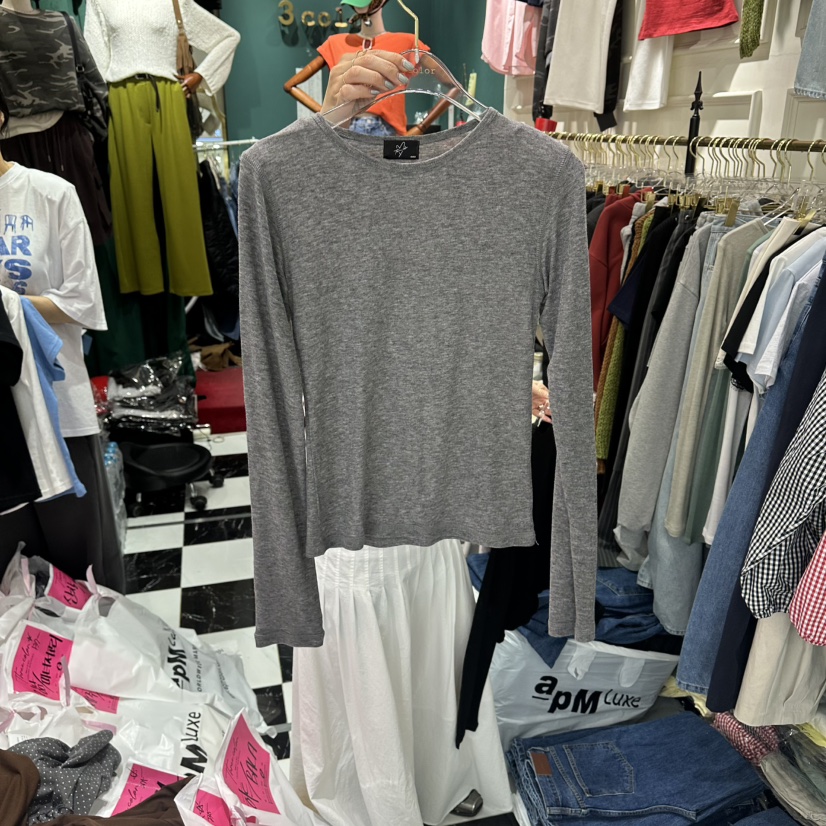 3COLOR韓國直郵實拍女裝新品26春夏長袖T恤不含內搭Three color長袖T恤圖色5