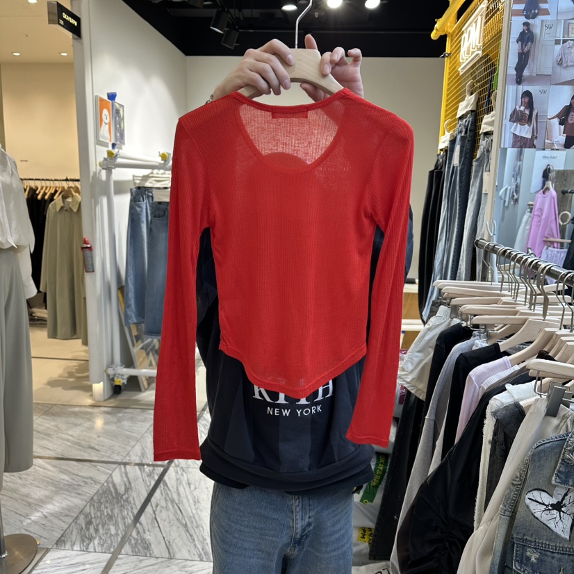 STICK WITH韓國東大門代購女士新品人氣推薦長袖T恤莫代爾STICK WITH長袖T恤