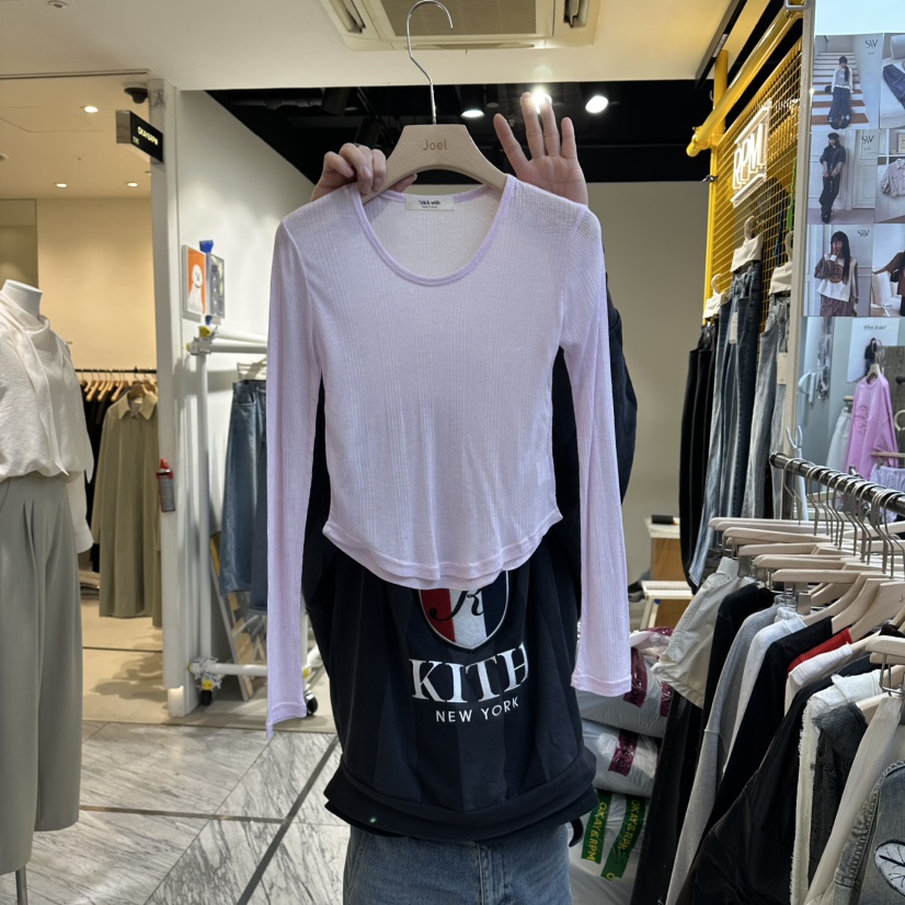 STICK WITH韓國東大門代購女士新品人氣推薦長袖T恤莫代爾STICK WITH長袖T恤圖色2