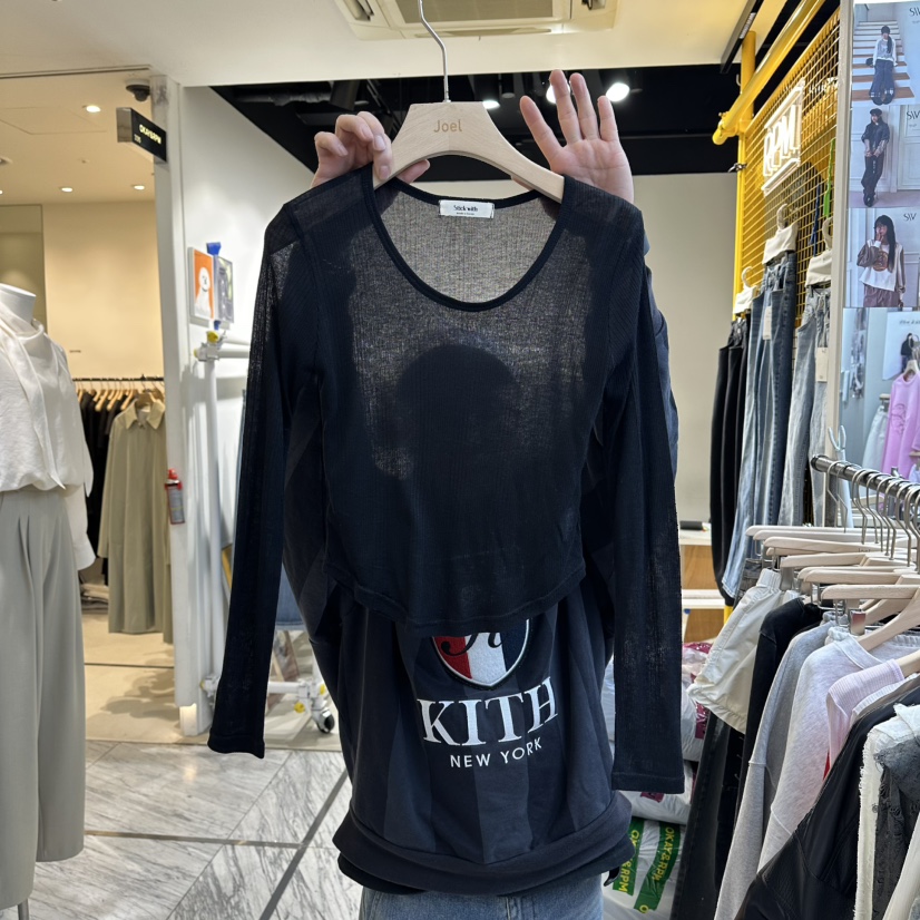 STICK WITH韓國東大門代購女士新品人氣推薦長袖T恤莫代爾STICK WITH長袖T恤圖色3