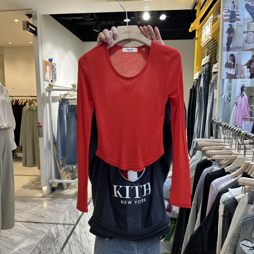 STICK WITH韓國東大門代購女士新品人氣推薦長袖T恤莫代爾STICK WITH長袖T恤圖色4