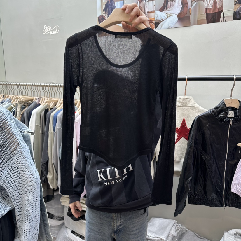 STICK WITH韓國東大門代購女裝新品推薦長袖T恤莫代爾羊毛STICK WITH長袖T恤