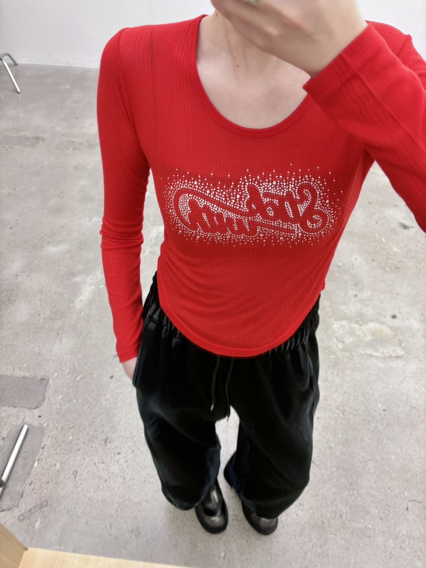 STICK WITH韓國東大門代購女裝新品推薦長袖T恤莫代爾羊毛STICK WITH長袖T恤