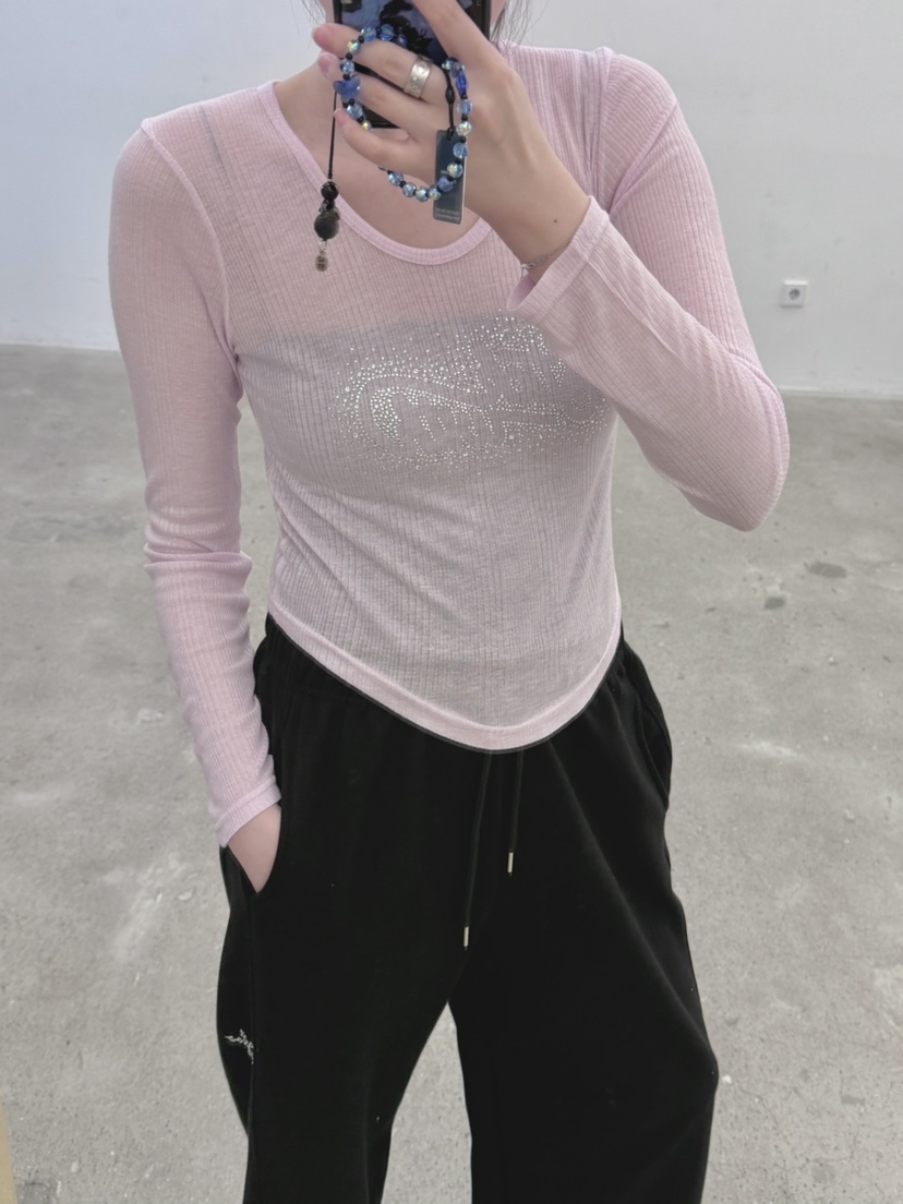 STICK WITH韓國東大門代購女裝新品推薦長袖T恤莫代爾羊毛STICK WITH長袖T恤