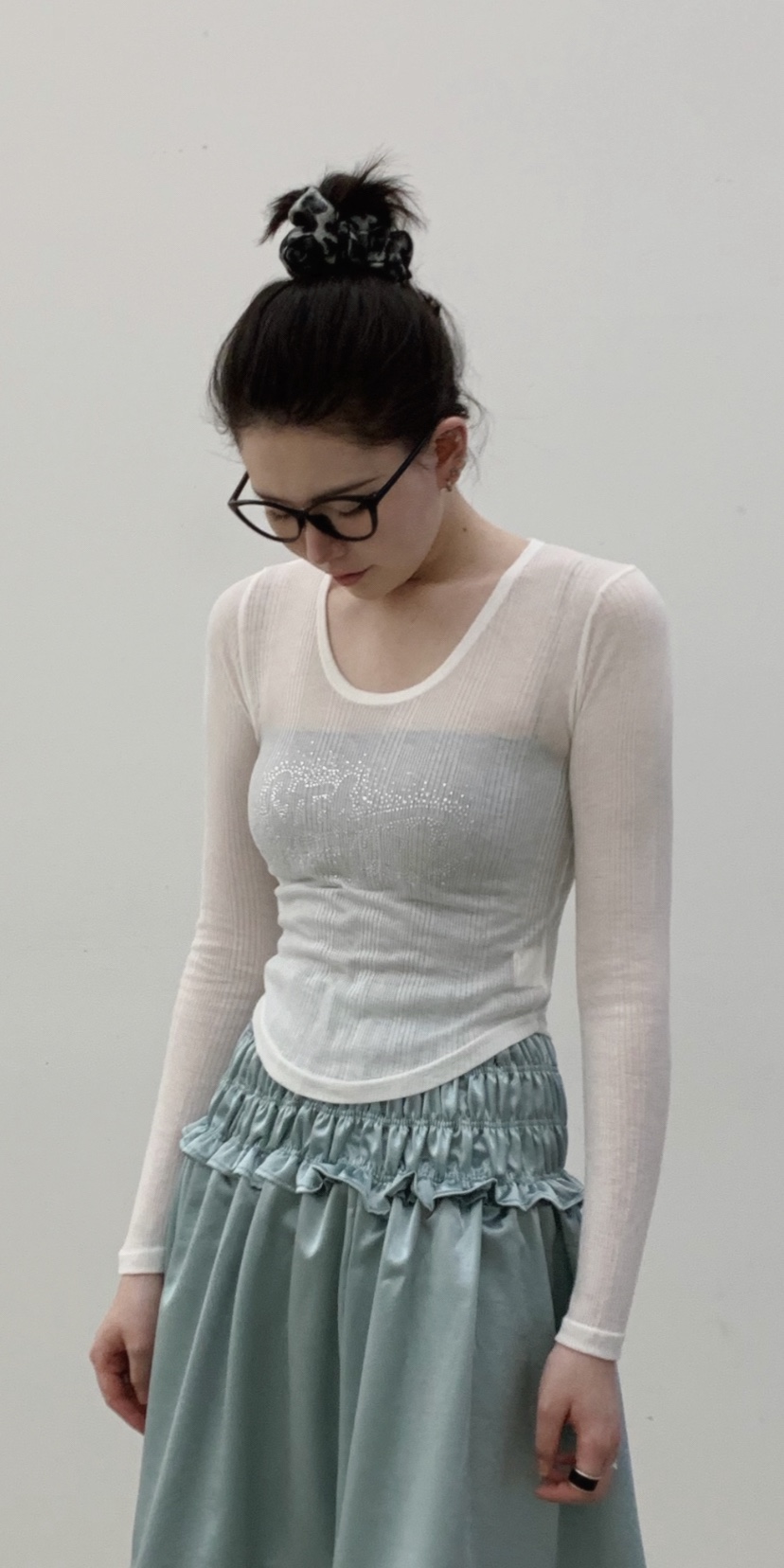 STICK WITH韓國東大門代購女裝新品推薦長袖T恤莫代爾羊毛STICK WITH長袖T恤