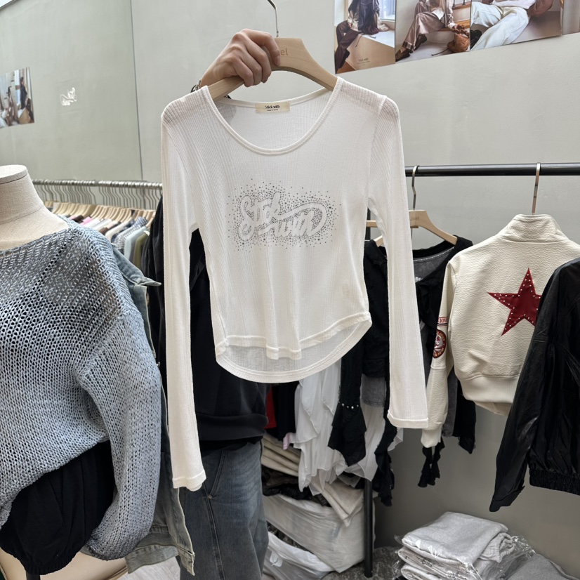 STICK WITH韓國東大門代購女裝新品推薦長袖T恤莫代爾羊毛STICK WITH長袖T恤圖色1