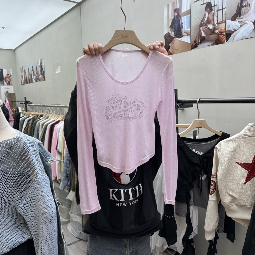 STICK WITH韓國東大門代購女裝新品推薦長袖T恤莫代爾羊毛STICK WITH長袖T恤圖色2