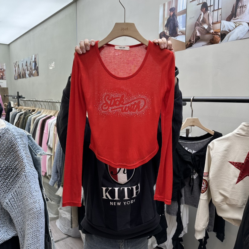 STICK WITH韓國東大門代購女裝新品推薦長袖T恤莫代爾羊毛STICK WITH長袖T恤圖色3