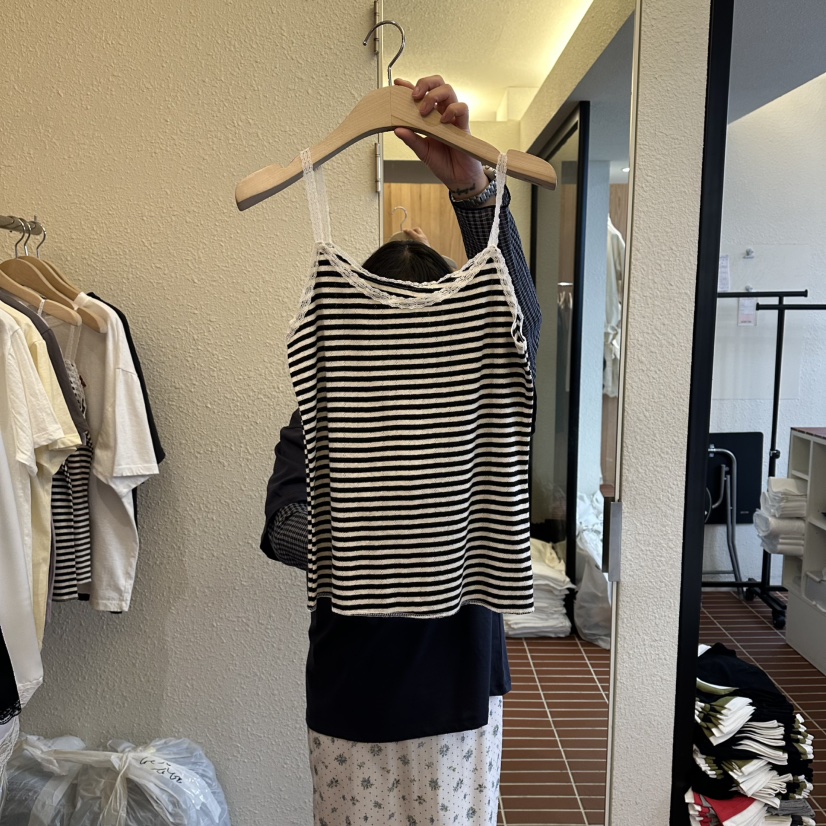 CHOI-L東大門直郵女士新品休閑26春夏熱賣時尚吊帶背心蕾絲CHOI吊帶/背心圖色2黑色