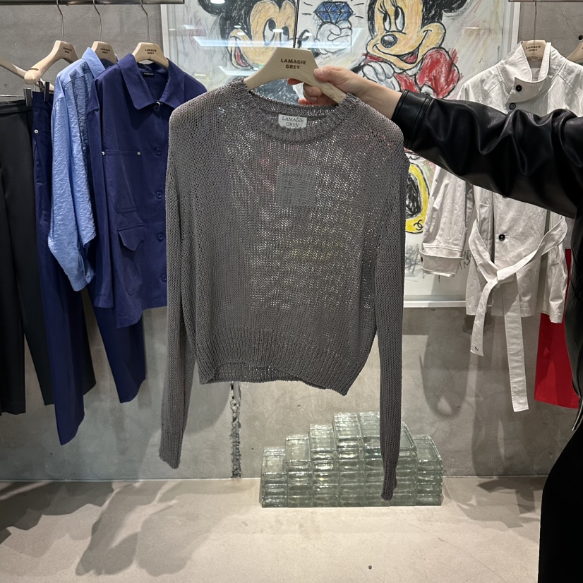 LAMAGIEPIE/LAMAGIE GREY韓國東大門直郵女裝新款推薦針織衫亞麻LAMAGIEPIE/LAMAGIE GREY針織衫圖色4灰色