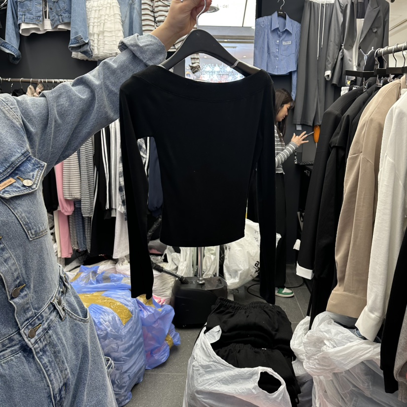 A-DEL韓國代購女士新品休閑時尚推薦職業人氣長袖T恤不對稱A-DEL長袖T恤