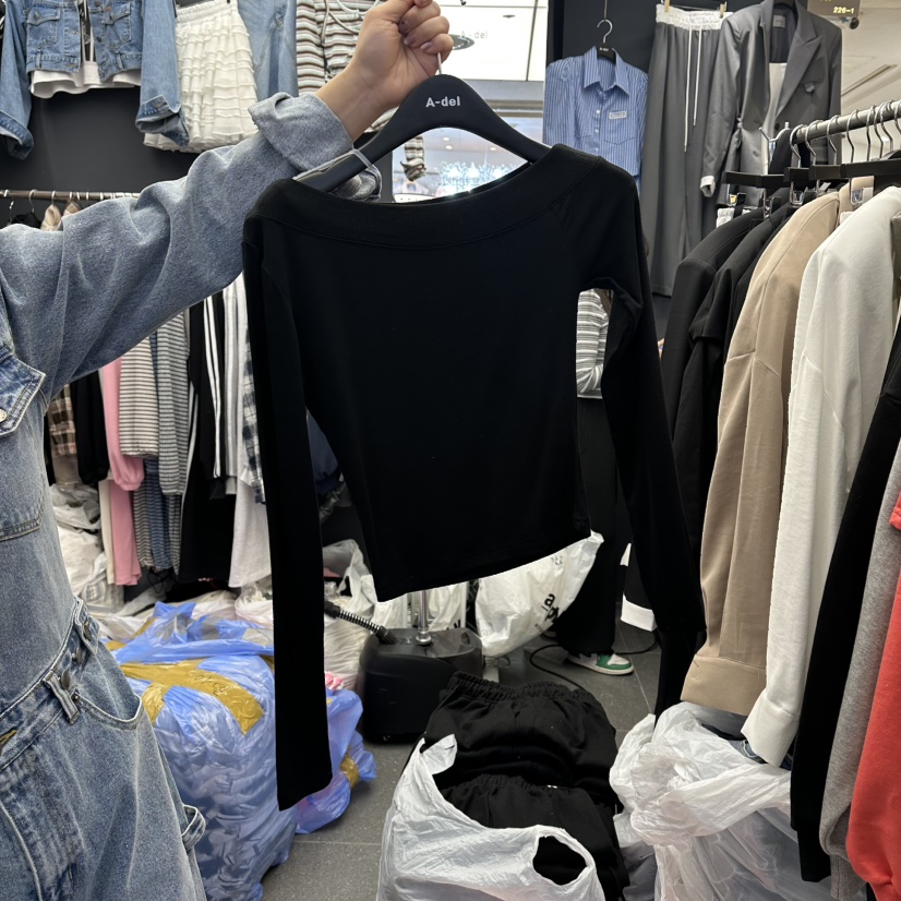 A-DEL韓國代購女士新品休閑時尚推薦職業人氣長袖T恤不對稱A-DEL長袖T恤圖色3