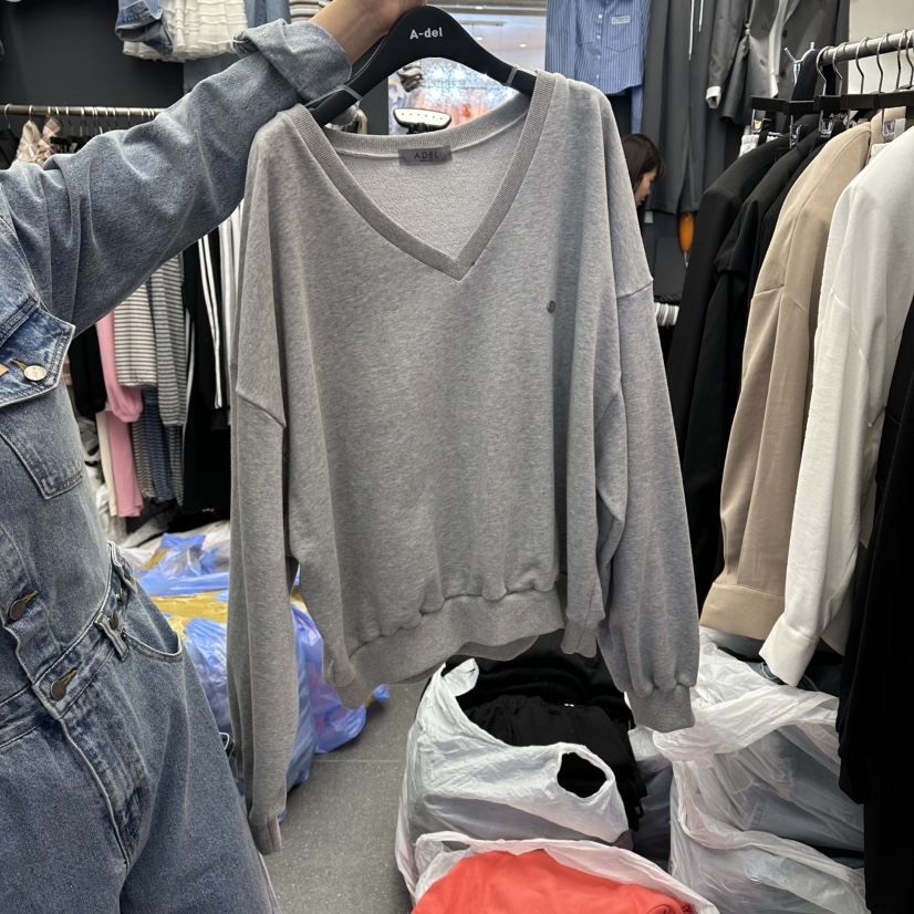 A-DEL東大門代購女士新品職業人氣26春夏休閑真品衛衣V領A-DEL衛衣圖色2