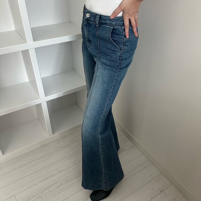 SOUIT韓國東大門代購女士新品熱賣職業時尚26春夏牛仔褲喇叭SOUIT by mabel-L牛仔褲