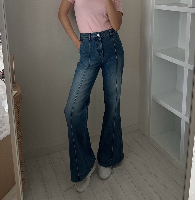 SOUIT韓國東大門代購女士新品熱賣職業時尚26春夏牛仔褲喇叭SOUIT by mabel-L牛仔褲