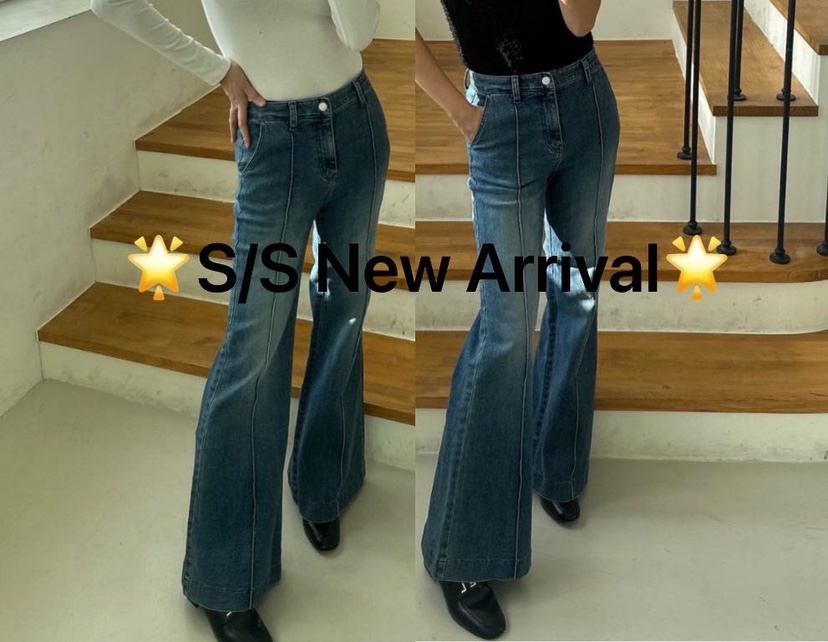 SOUIT韓國東大門代購女士新品熱賣職業時尚26春夏牛仔褲喇叭SOUIT by mabel-L牛仔褲
