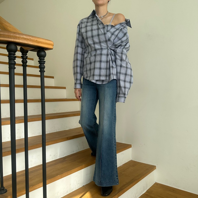 SOUIT韓國東大門代購女士新品熱賣職業時尚26春夏牛仔褲喇叭SOUIT by mabel-L牛仔褲