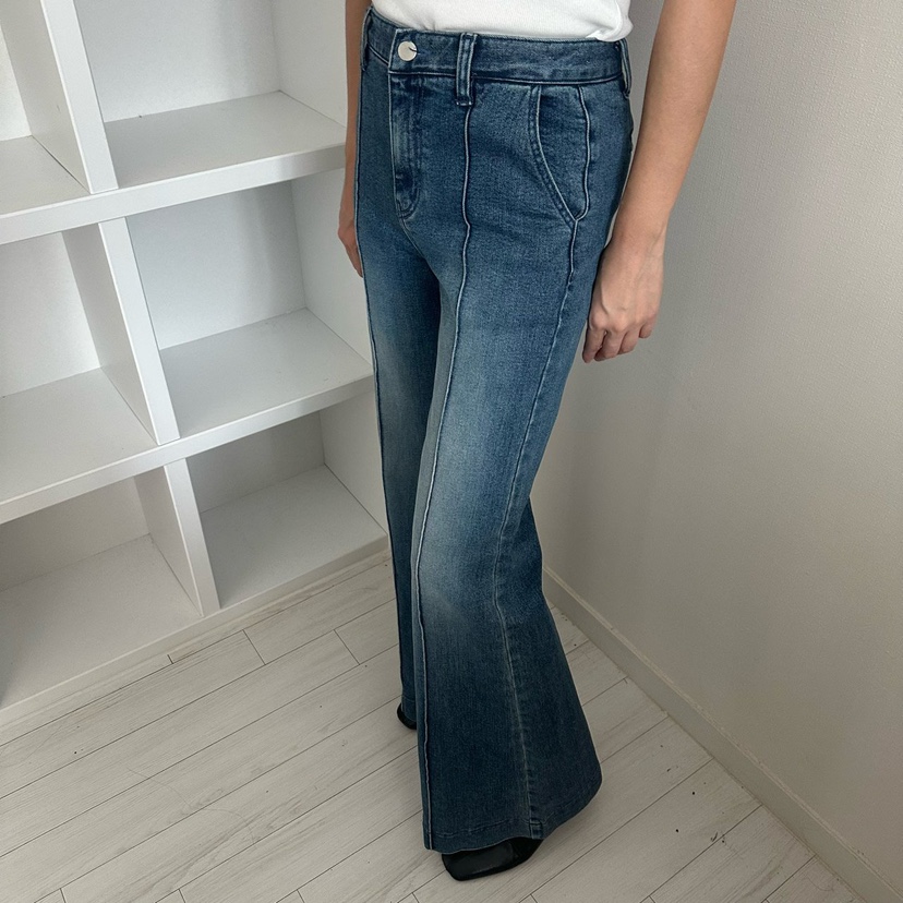 SOUIT韓國東大門代購女士新品熱賣職業時尚26春夏牛仔褲喇叭SOUIT by mabel-L牛仔褲