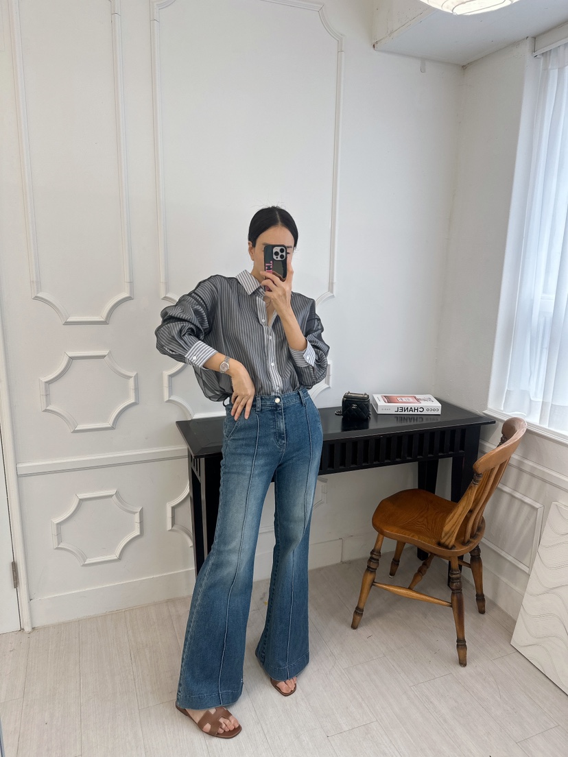 SOUIT韓國東大門代購女士新品熱賣職業時尚26春夏牛仔褲喇叭SOUIT by mabel-L牛仔褲圖色2