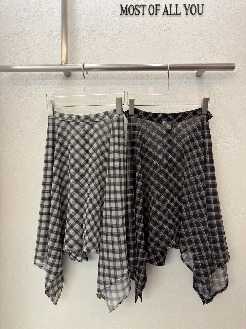 MOST OF ALL U韓國直郵女士新款26春夏半身裙中短裙格子MOST OF ALL U半身裙/中短裙