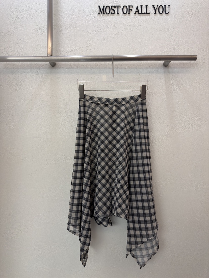 MOST OF ALL U韓國直郵女士新款26春夏半身裙中短裙格子MOST OF ALL U半身裙/中短裙