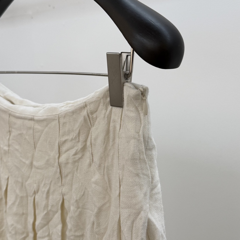 ID韓國東大門代購女裝新品推薦半身裙中短裙羊毛褶裥亞麻ID半身裙/中短裙