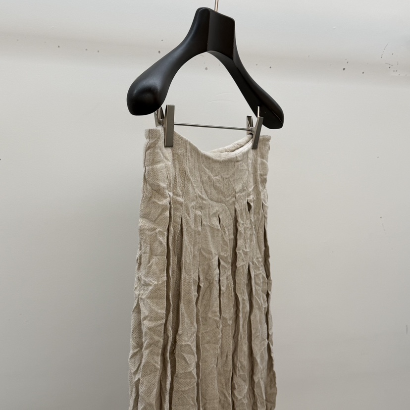 ID韓國東大門代購女裝新品推薦半身裙中短裙羊毛褶裥亞麻ID半身裙/中短裙