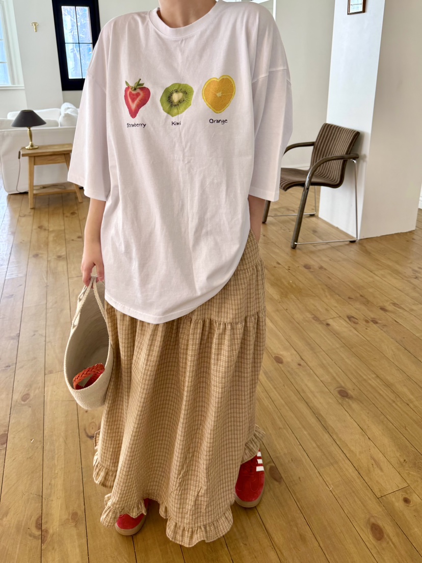 THE LINE-Q韓國直郵實拍女士新款人氣26春夏熱賣長裙格子THE LINE-Q長裙