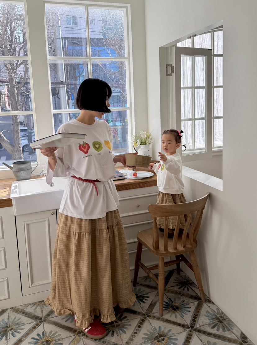 THE LINE-Q韓國直郵實拍女士新款人氣26春夏熱賣長裙格子THE LINE-Q長裙