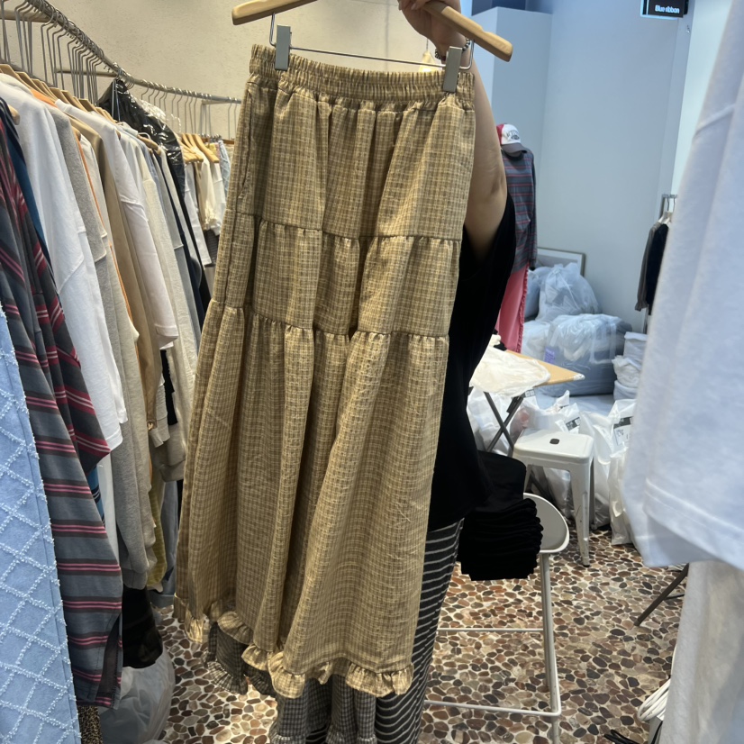 THE LINE-Q韓國直郵實拍女士新款人氣26春夏熱賣長裙格子THE LINE-Q長裙圖色1