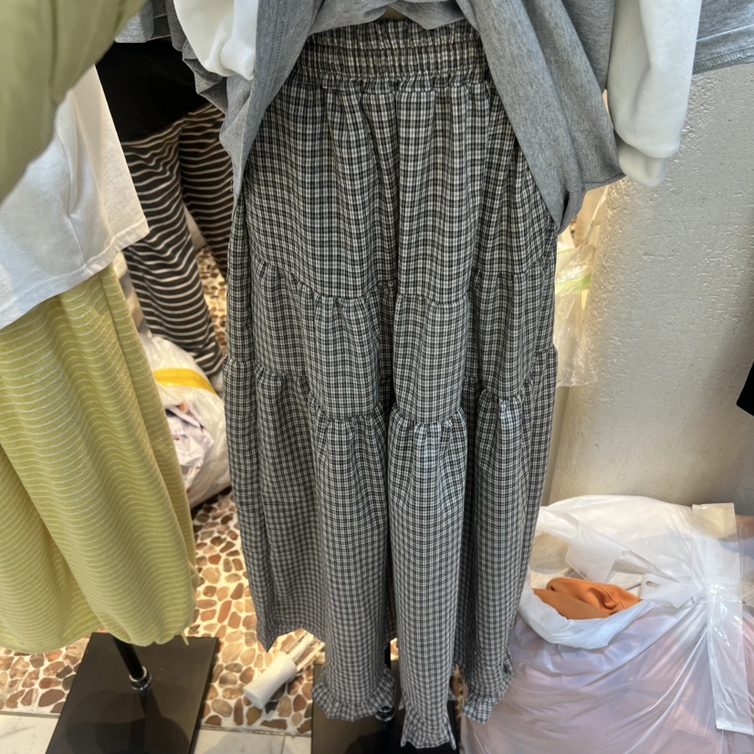 THE LINE-Q韓國直郵實拍女士新款人氣26春夏熱賣長裙格子THE LINE-Q長裙圖色2