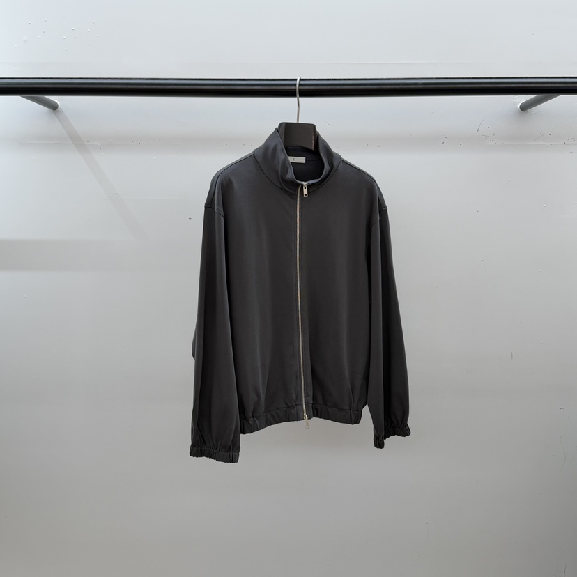 ID韓國直郵實拍女裝新品休閑職業人氣26春夏夾克拉鏈絲綢ID夾克圖色2墨色