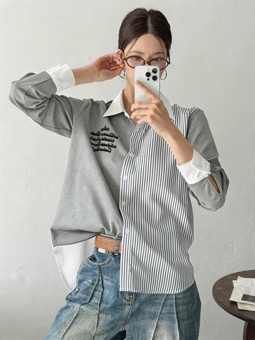 IAAN韓國直郵實拍女裝新款推薦休閑時尚26春夏襯衫蕾絲衫iaAn襯衫/蕾絲衫