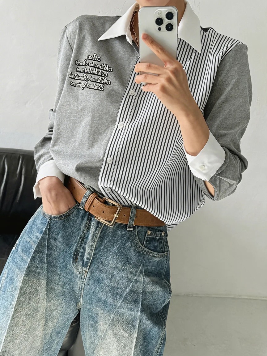 IAAN韓國直郵實拍女裝新款推薦休閑時尚26春夏襯衫蕾絲衫iaAn襯衫/蕾絲衫