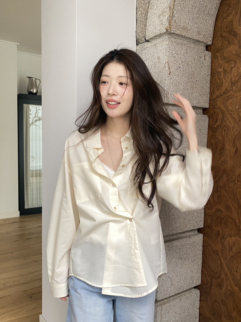 ERUME韓國直郵女士新款26春夏職業熱賣時尚休閑襯衫蕾絲衫ERUME襯衫/蕾絲衫