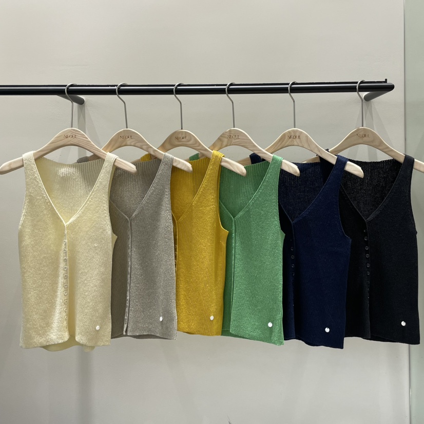 NEOUL韓國代購女裝新款時尚熱賣人氣休閑26春夏推薦吊帶背心NEOUL/ahin雙領標簽吊帶/背心