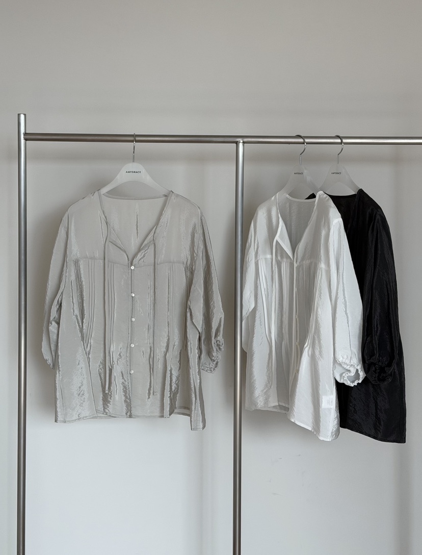 AMY GRACE-A韓國直郵實拍女裝新品時尚休閑襯衫蕾絲衫褶裥AMY GRACE-A襯衫/蕾絲衫