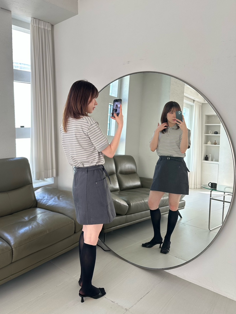 2ND GATE韓國東大門代購女裝新品熱賣人氣短裙含腰繩口袋2ND GATE短裙