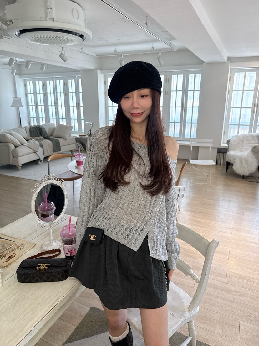 LUMIPLE韓國東大門直郵女士新款推薦熱賣時尚職業針織衫紐扣LUMIPLE針織衫