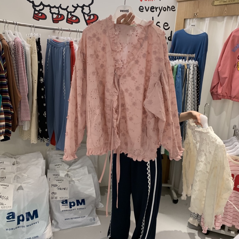 VENTI韓國代購女裝新品時尚職業推薦熱賣襯衫蕾絲衫蕾絲開衫VENTI襯衫/蕾絲衫圖色2