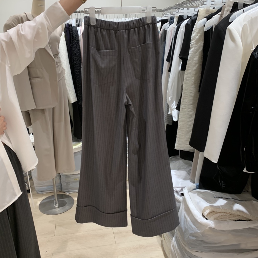 LOVE SOME韓國東大門代購女裝新品人氣推薦休閑褲條紋紐扣LOVE SOME休閑褲