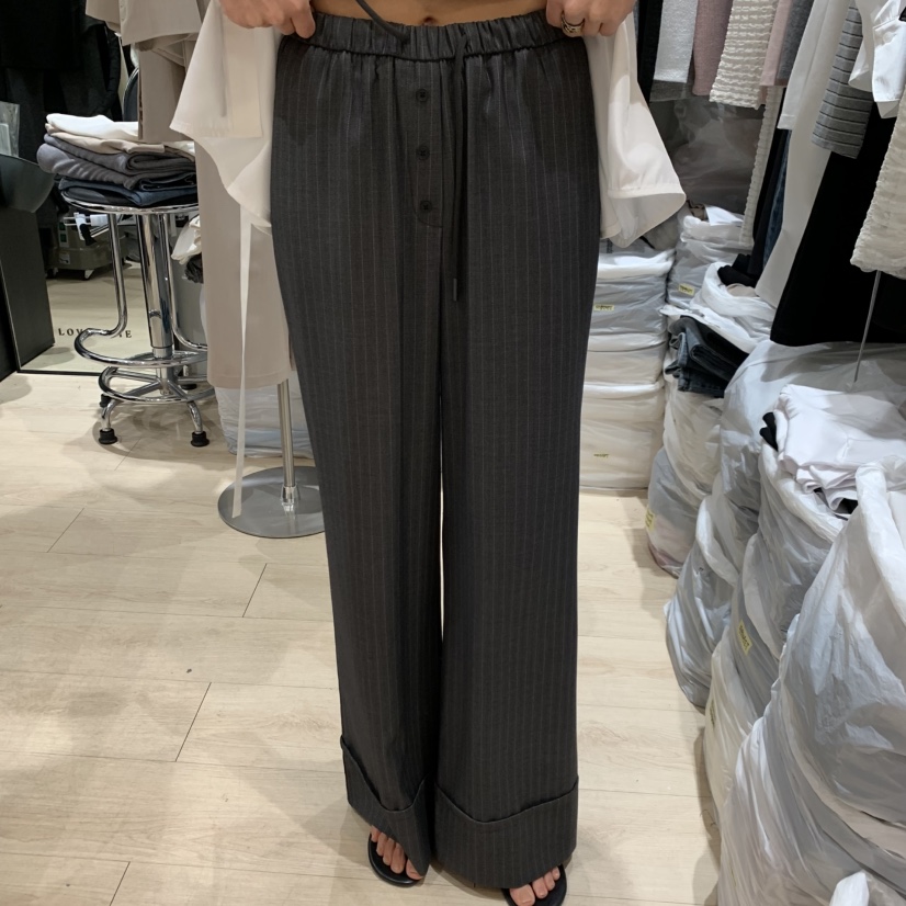 LOVE SOME韓國東大門代購女裝新品人氣推薦休閑褲條紋紐扣LOVE SOME休閑褲圖色2