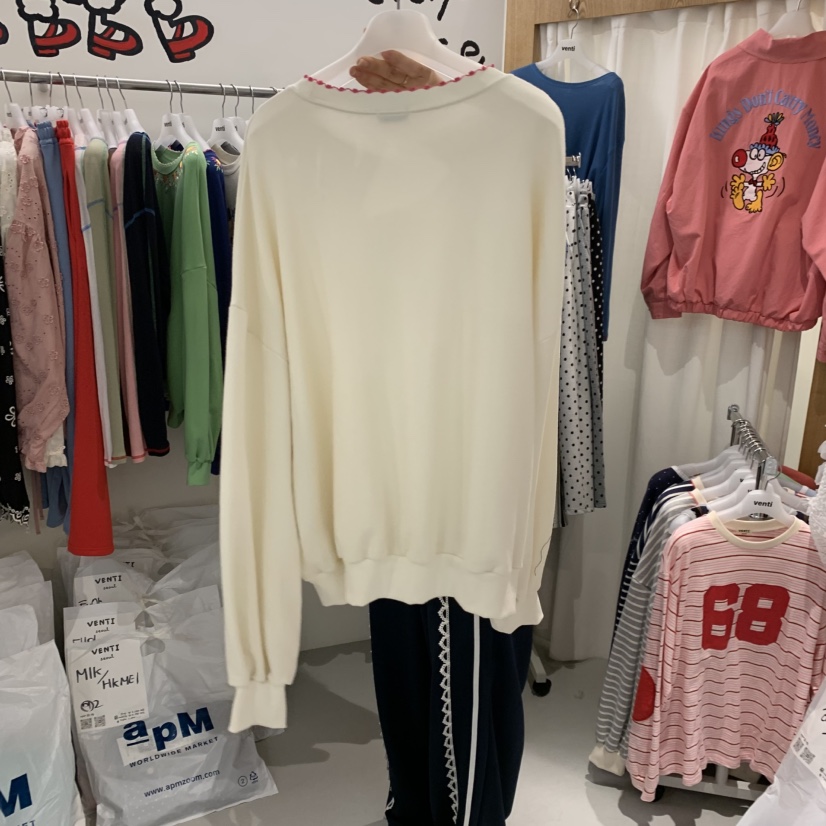 VENTI韓國代購女士新品人氣時尚熱賣推薦26春夏休閑衛衣刺繡VENTI衛衣