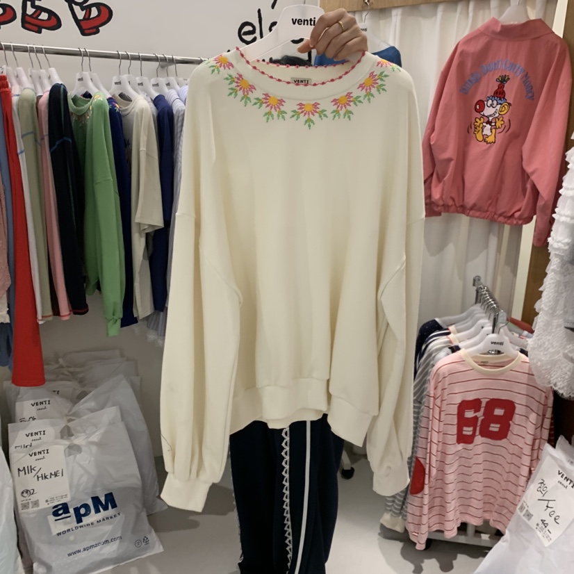 VENTI韓國代購女士新品人氣時尚熱賣推薦26春夏休閑衛衣刺繡VENTI衛衣圖色1