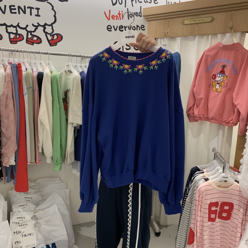 VENTI韓國代購女士新品人氣時尚熱賣推薦26春夏休閑衛衣刺繡VENTI衛衣圖色3