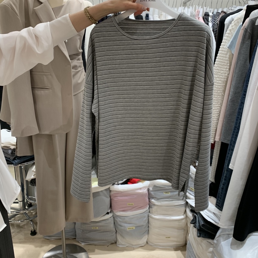 LOVE SOME韓國直郵實拍女士新款人氣推薦熱賣長袖T恤紐扣LOVE SOME長袖T恤圖色1