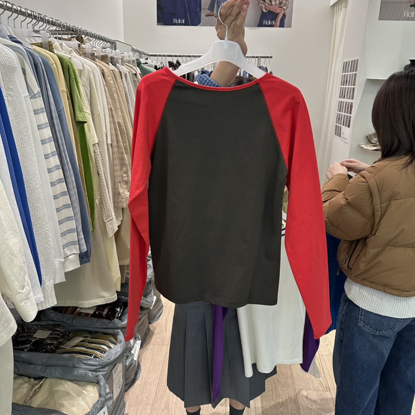 REIRAI韓國直郵女士新品推薦職業休閑人氣時尚長袖T恤插肩Reirai長袖T恤