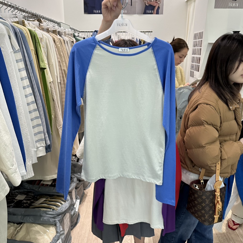 REIRAI韓國直郵女士新品推薦職業休閑人氣時尚長袖T恤插肩Reirai長袖T恤圖色1